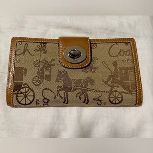 Brown and Tan Wallet with Carriage Print